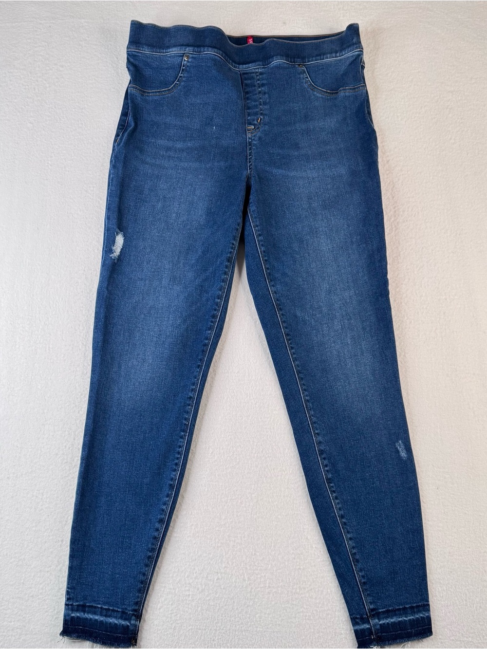 SPANX Slim High-Rise Skinny Jeans in Dark Blue Wash